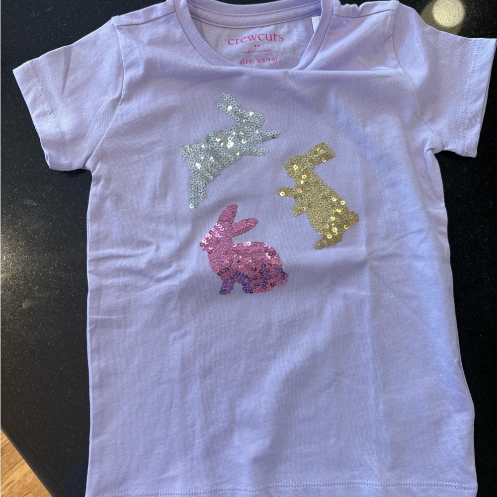 NWT Jcrew Crewcuts Kids Lavender Bunny Sequin T-Shirt